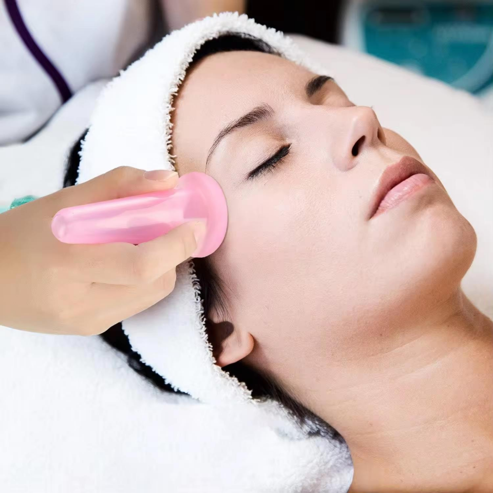 Silikon Vakumlu Yüz Masaj Kupa Seti  2'li Mor Renk