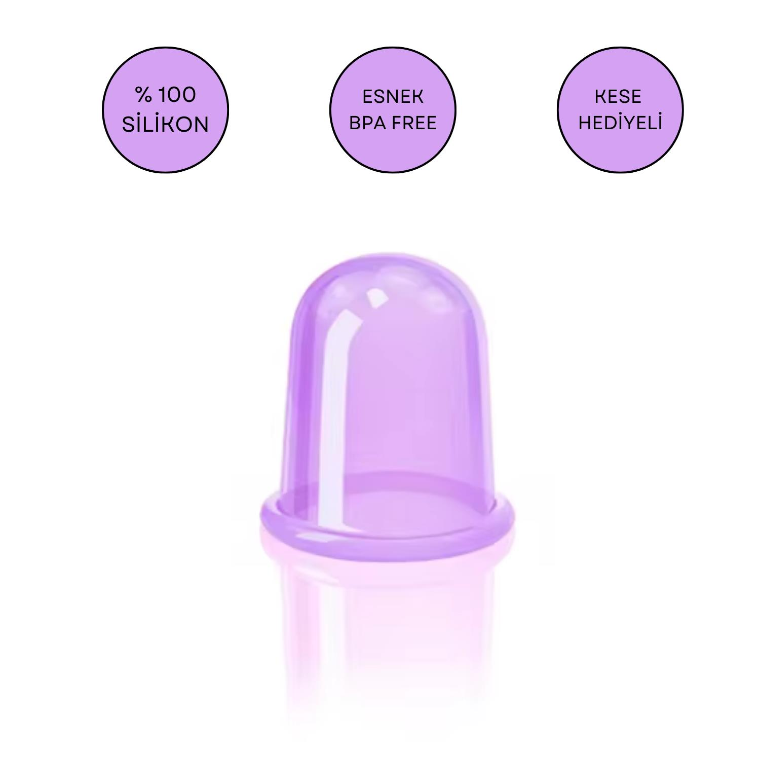 Silikon Vakumlu Yüz & Boyun Masaj Kupası Mor Renk Orta Boy