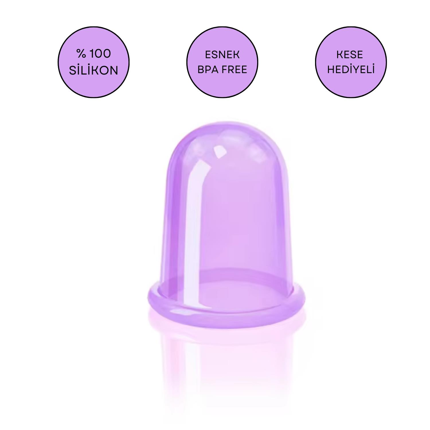 Silikon Vakumlu Selülit Masaj Kupası Mor Renk En Büyük Boy