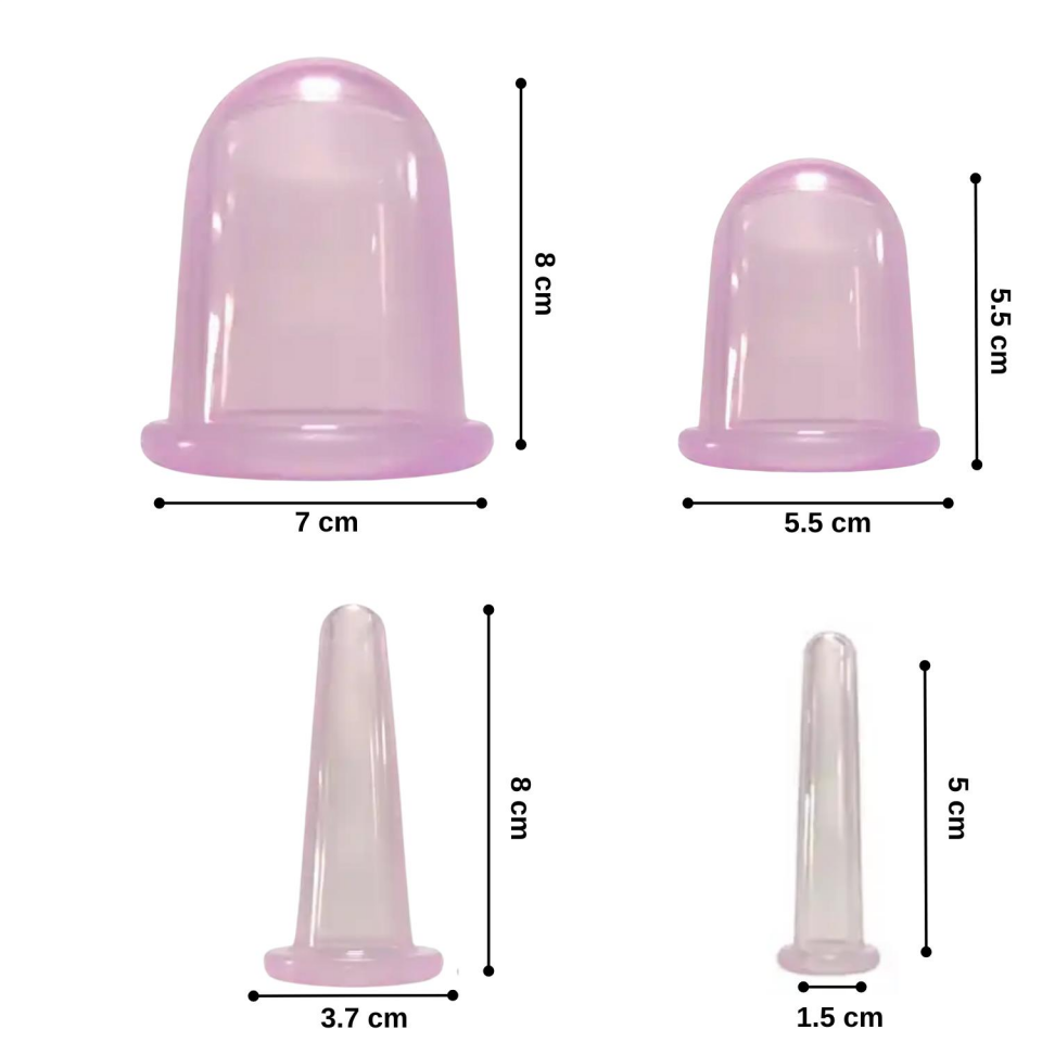Silikon Vakumlu Selülit ve Yüz Masaj Kupa Seti 4'lü Mor Renk