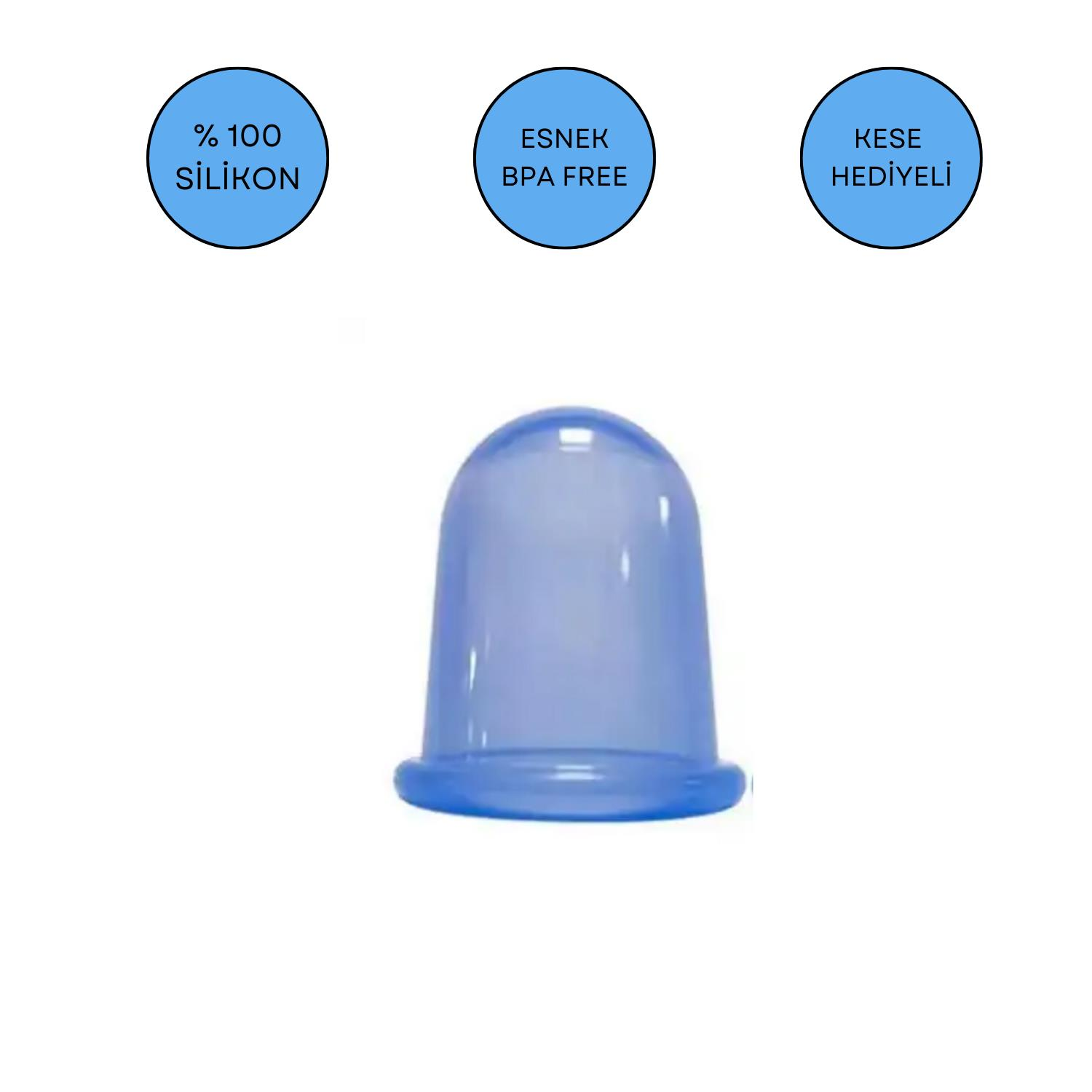 Silikon Vakumlu Yüz & Boyun Masaj Kupası Mavi Renk Orta Boy