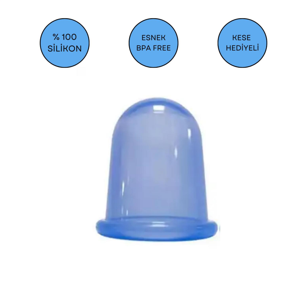 Silikon Vakumlu Selülit Masaj Kupası Mavi Renk En Büyük Boy