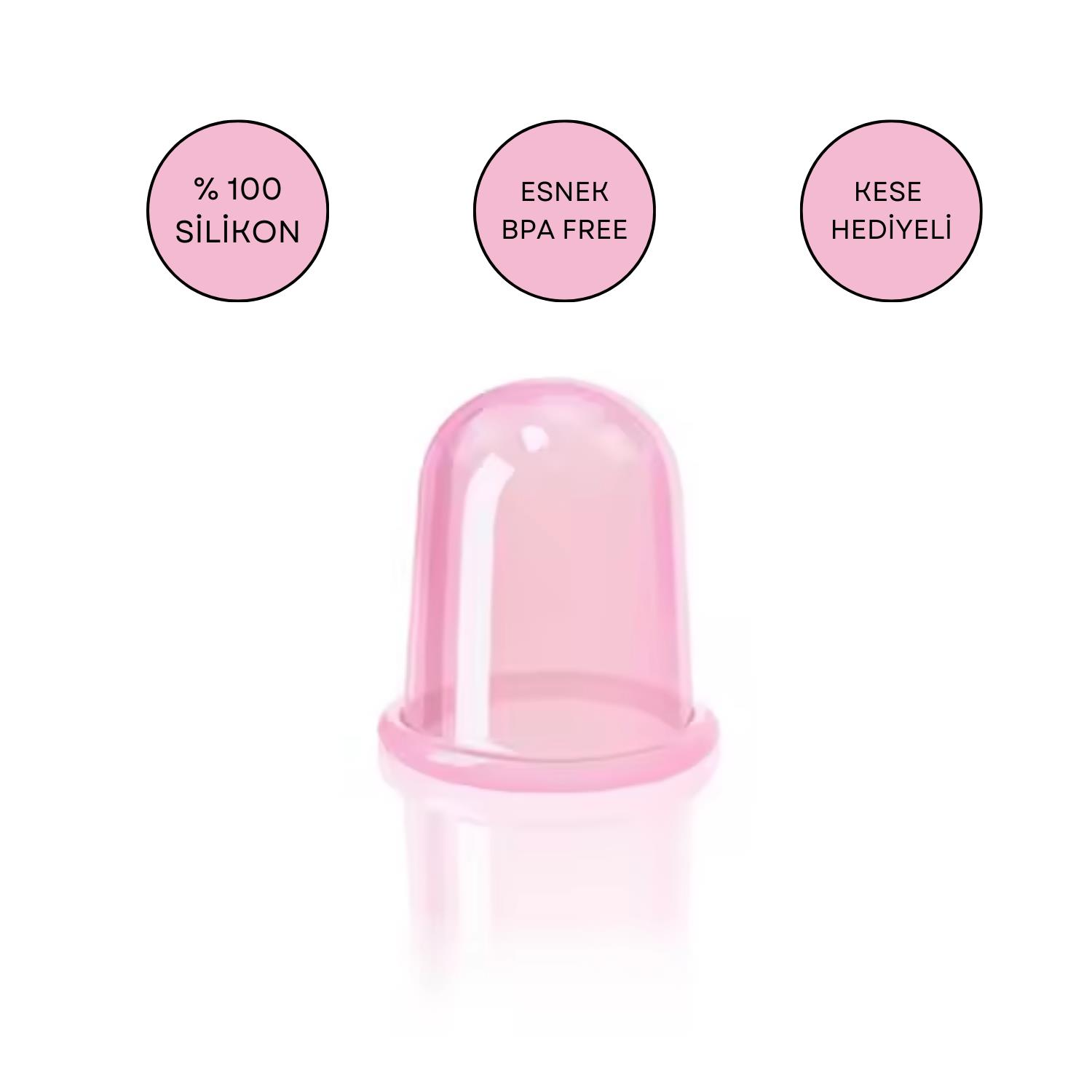 Silikon Vakumlu Yüz & Boyun Masaj Kupası Pembe Renk Orta Boy