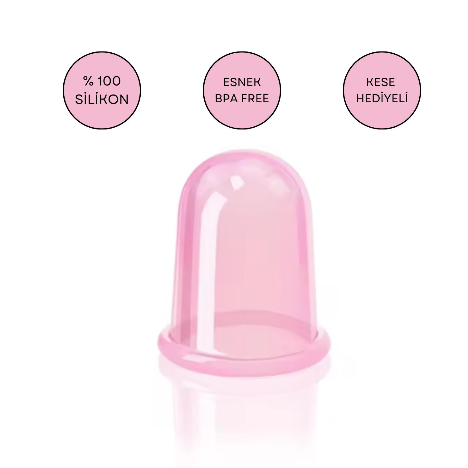 Silikon Vakumlu Selülit Masaj Kupası Pembe En Büyük Boy