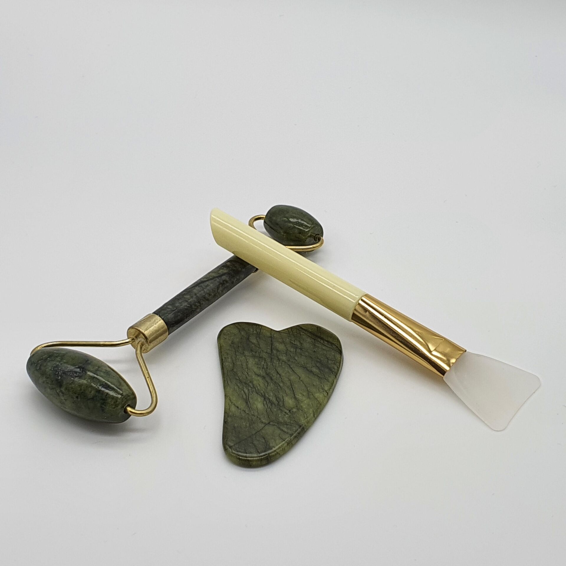 Jade Yeşim Taşı Roller Gua Sha Yüz Masaj Seti