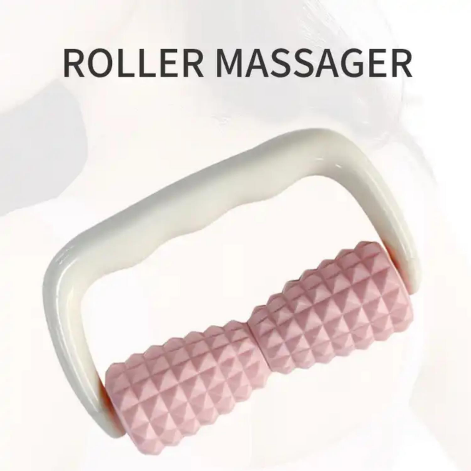 Tutma Kollu Selülit Masaj Rulosu 2 Roller Topuzlu Pembe Renk