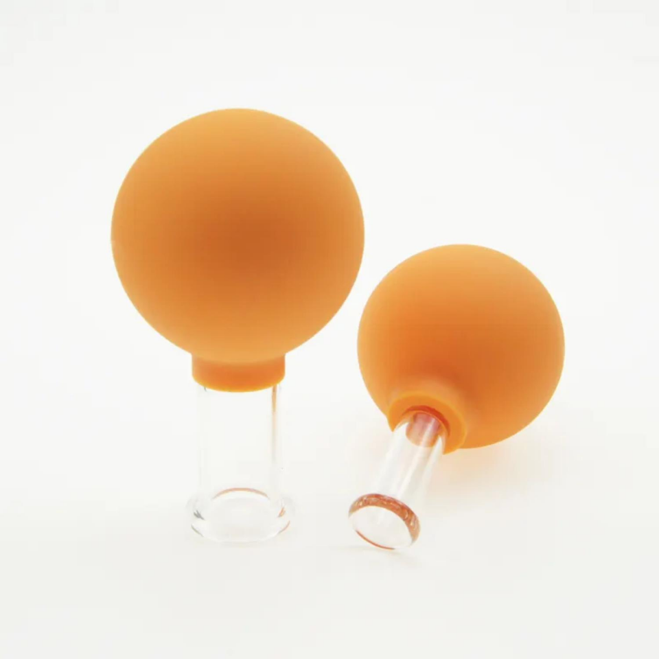 Silikon Vakumlu Cam Yüz Masaj Kupası 2'li Set Turuncu Renk