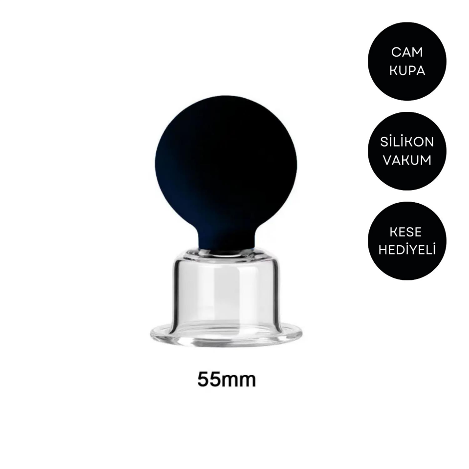 Silikon Vakumlu Boyun Bölgesi Kullanım İçin Cam Masaj Kupası No:4 Siyah Renk