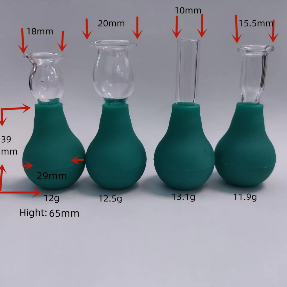 Mini Silikon Vakumlu Cam Yüz Masaj Kupası 4'lü Set Yeşil Renk