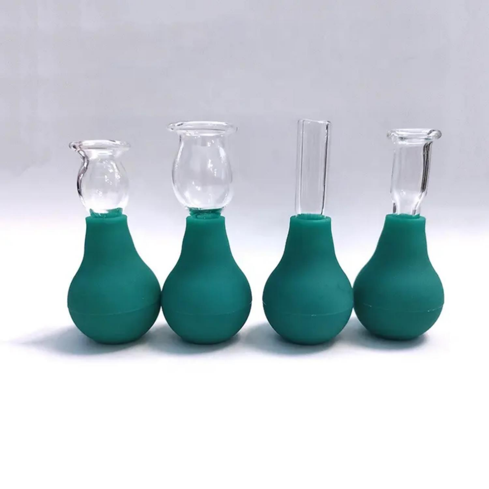 Mini Silikon Vakumlu Cam Yüz Masaj Kupası 4'lü Set Yeşil Renk