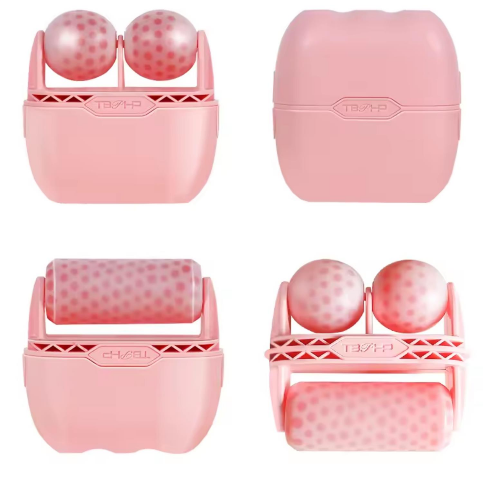  Ice Roller Çift Taraflı Face Buz Roller Koruma Kapaklı Pembe Renk