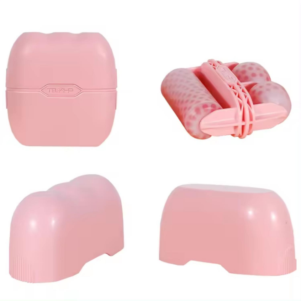  Ice Roller Çift Taraflı Face Buz Roller Koruma Kapaklı Pembe Renk