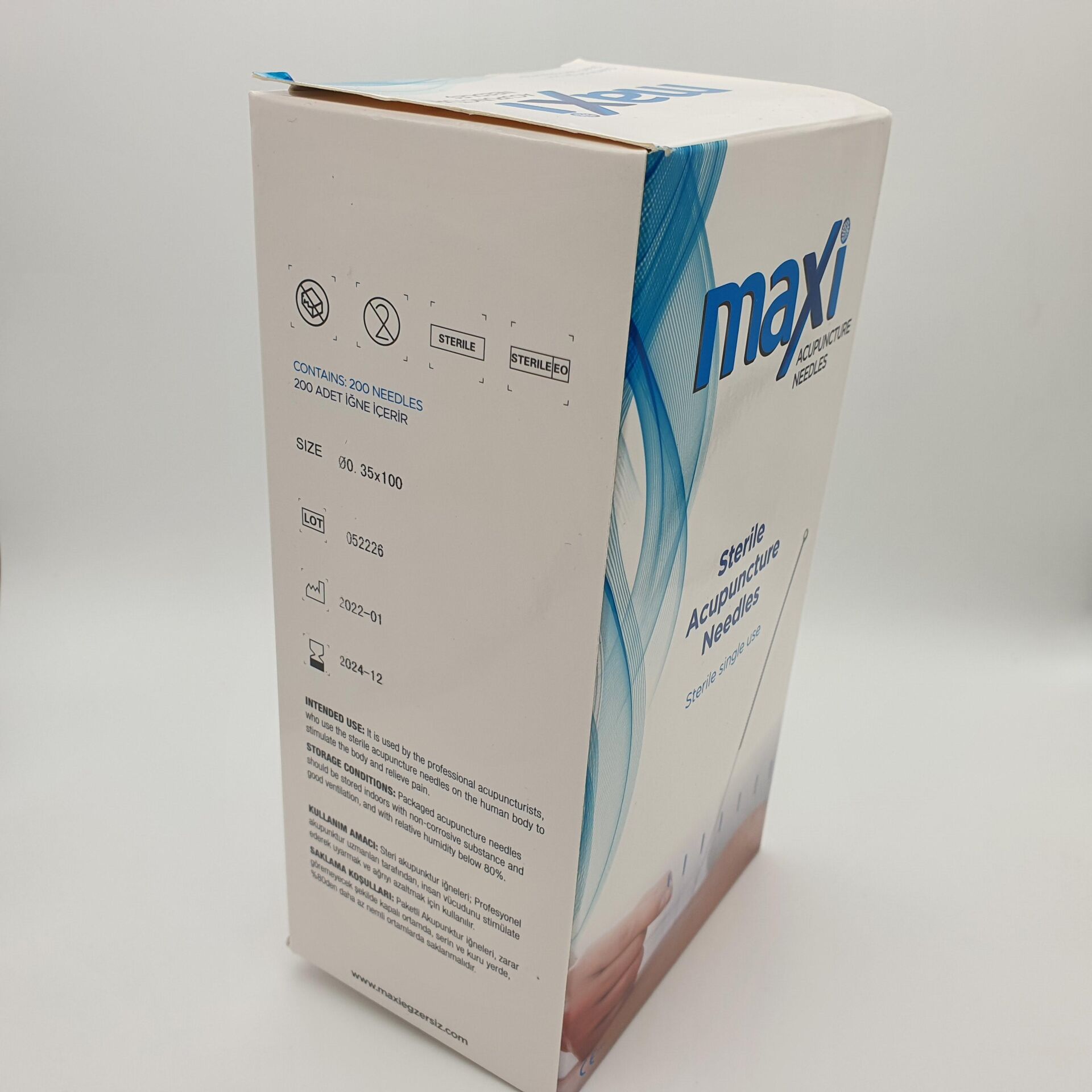 Akupunktur İğnesi Çeşitleri 200 Adet Tek Kutu 0.35*100 mm