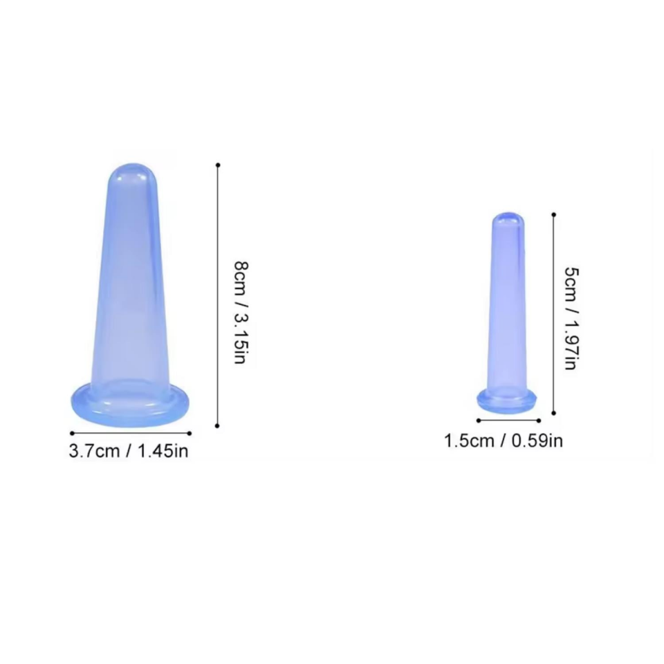 Silikon Vakumlu Yüz Masaj Kupa Seti  2'li Mavi Renk