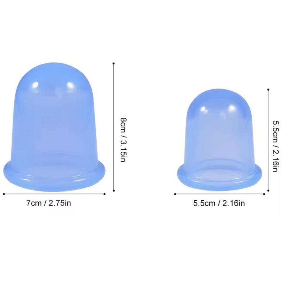 Silikon Vakumlu Selülit ve Boyun Masaj Kupa Seti 2'li Mavi Renk