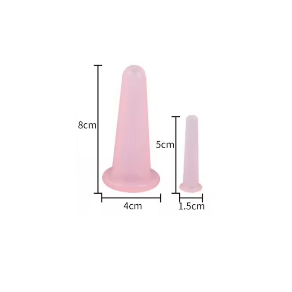 Silikon Vakumlu Yüz Masaj Kupa Seti  2'li Pembe Renk