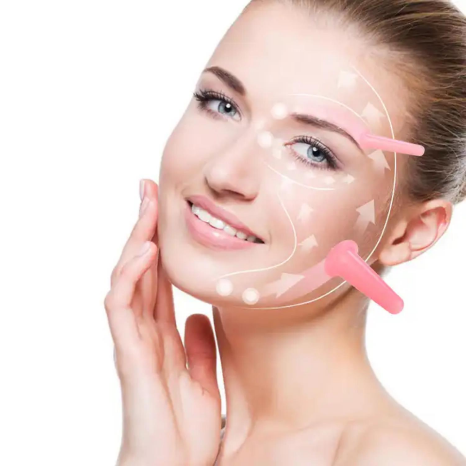 Silikon Vakumlu Yüz Masaj Kupa Seti  2'li Pembe Renk