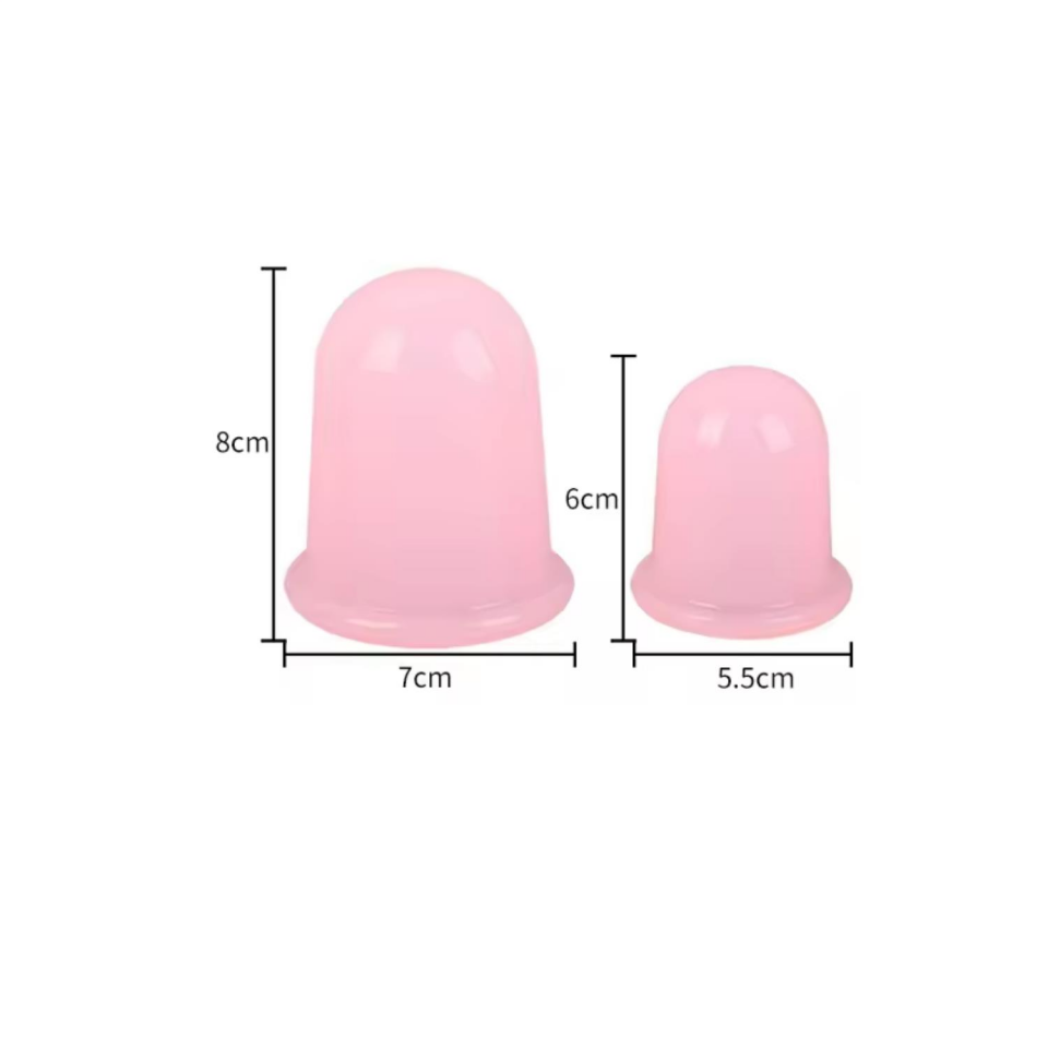 Silikon Vakumlu Selülit ve Boyun Masaj Kupa Seti 2'li Pembe Renk