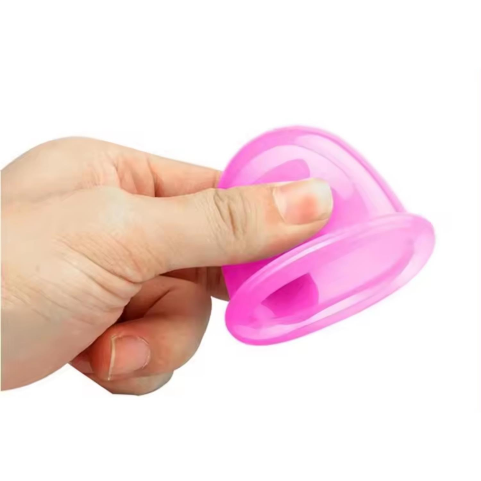 Silikon Vakumlu Selülit ve Boyun Masaj Kupa Seti 2'li Pembe Renk