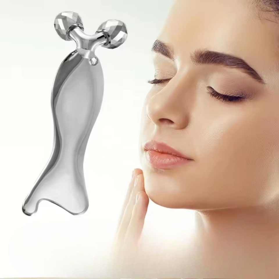 Metal Yüz Masaj Aleti Face Yoga Guasha 3 D Roller Graston Aparatı Model 3
