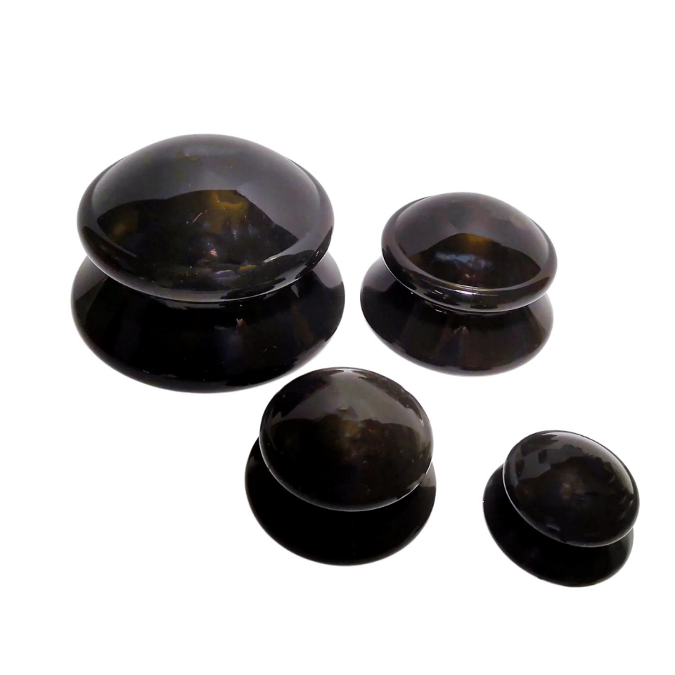 Lüx Vakumlu Silikon Masaj Kupa Seti Selülit & Hacamat Kupası 4'lü Set Siyah Renk