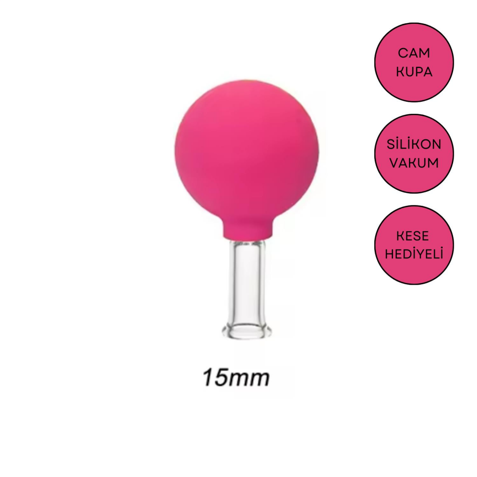 Silikon Vakumlu Göz ve Burun Çevresi Cam Masaj Kupası No:1 Gül Pembe Renk