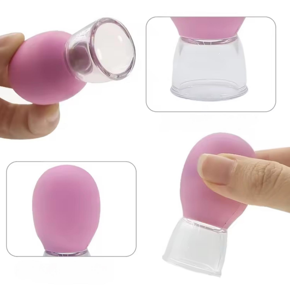 Mini Silikon Vakumlu Mika Yüz Masaj Kupası 2'li Set Mor Renk