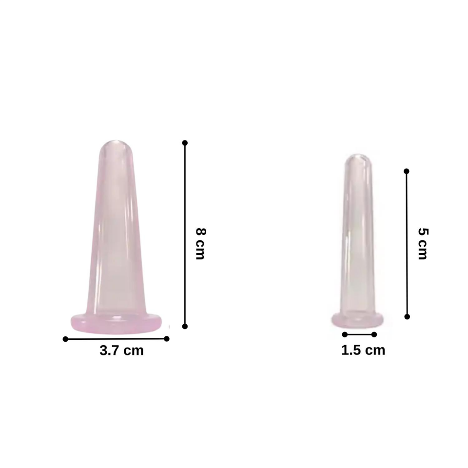 Mini Silikon Vakumlu Mika Yüz Masaj Kupası 4'lü Karışık Set Mor Renk