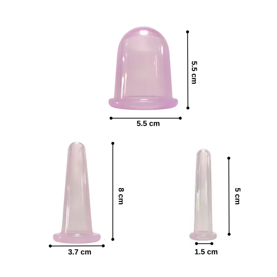 Mini Silikon Vakumlu Mika Yüz Masaj Kupası 5'li Karışık Set Mor Renk