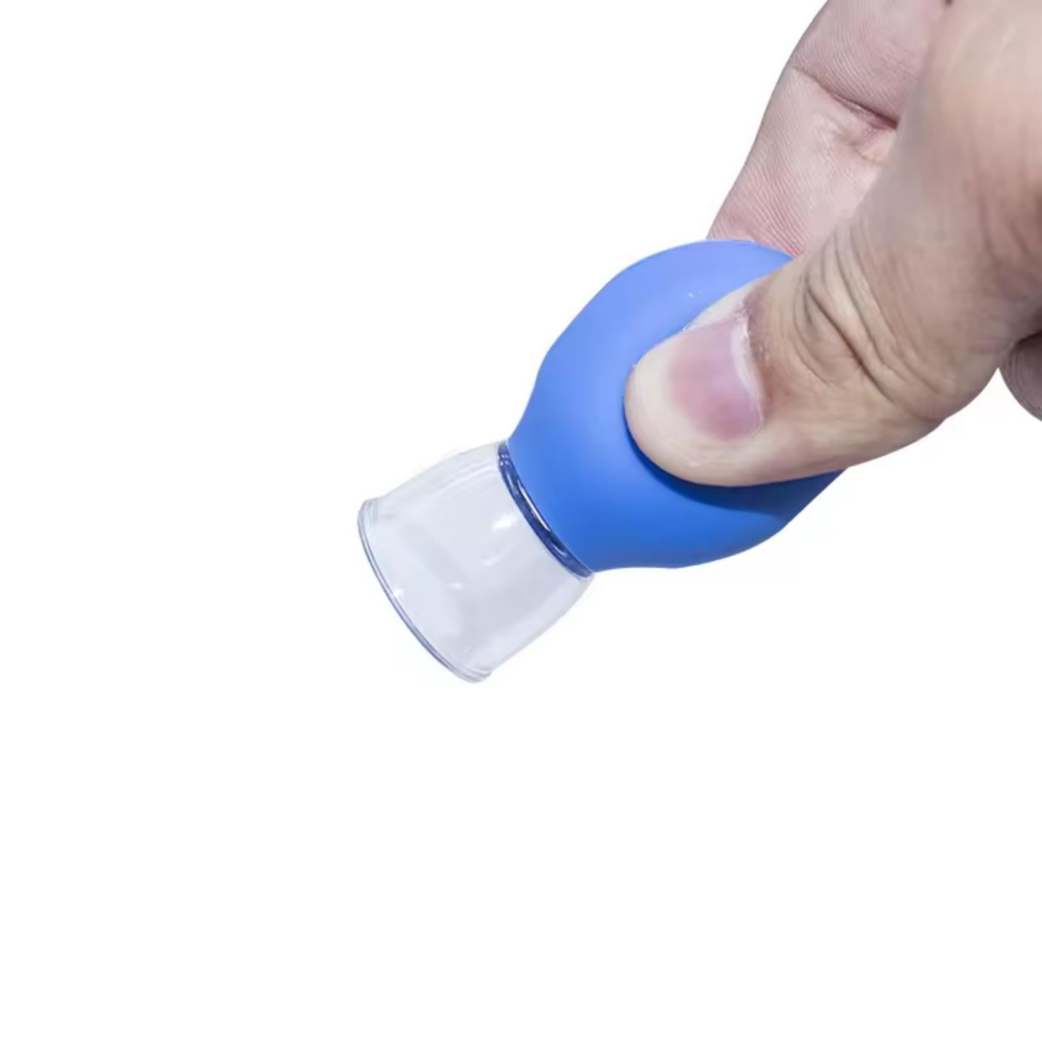 Mini Silikon Vakumlu Mika Yüz Masaj Kupası 4'lü Karışık Set Mavi Renk