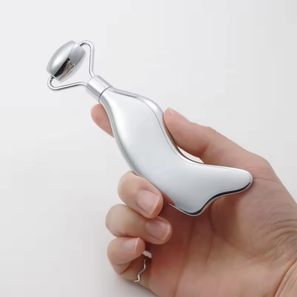 Metal Cilt Sıkılaştırıcı Face Yoga Gua Sha Rulosu Yüz Masaj Roller Model 5