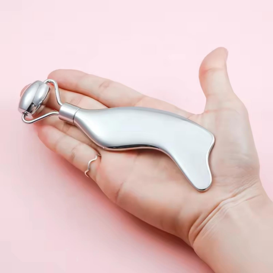 Metal Cilt Sıkılaştırıcı Face Yoga Gua Sha Rulosu Yüz Masaj Roller Model 5