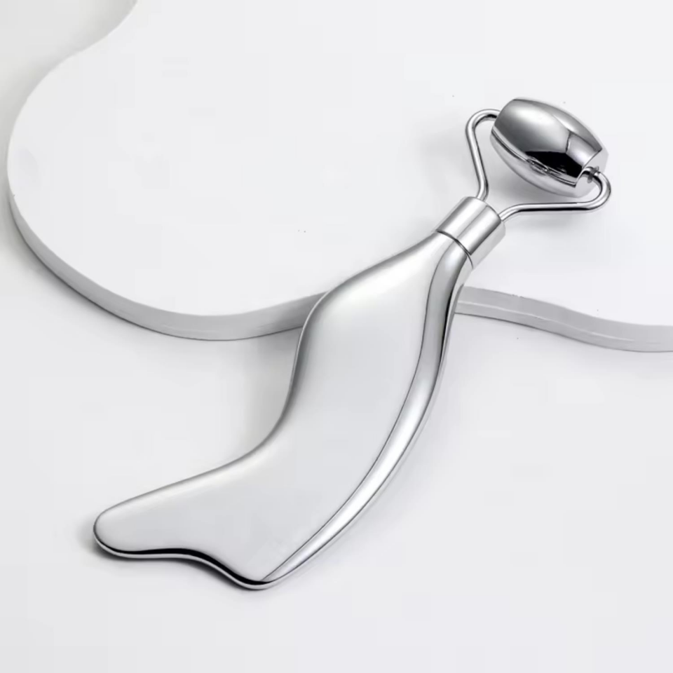 Metal Cilt Sıkılaştırıcı Face Gua Sha Rulosu Yüz Masaj Roller Model 5