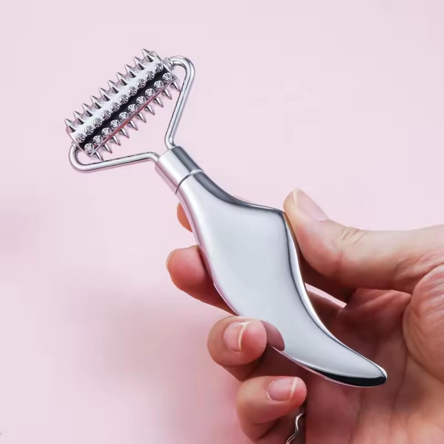 Metal Cilt Sıkılaştırıcı Face Yoga Gua Sha Rulosu Yüz Masaj Roller Model 2