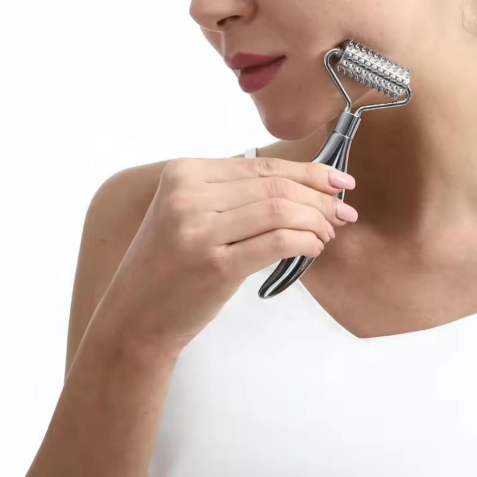 Metal Cilt Sıkılaştırıcı Face Yoga Gua Sha Rulosu Yüz Masaj Roller Model 2