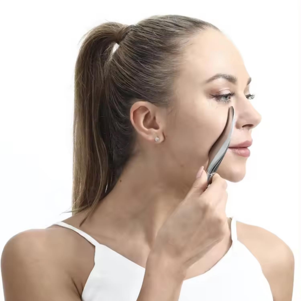 Metal Cilt Sıkılaştırıcı Face Gua Sha Rulosu Yüz Masaj Roller Model 2
