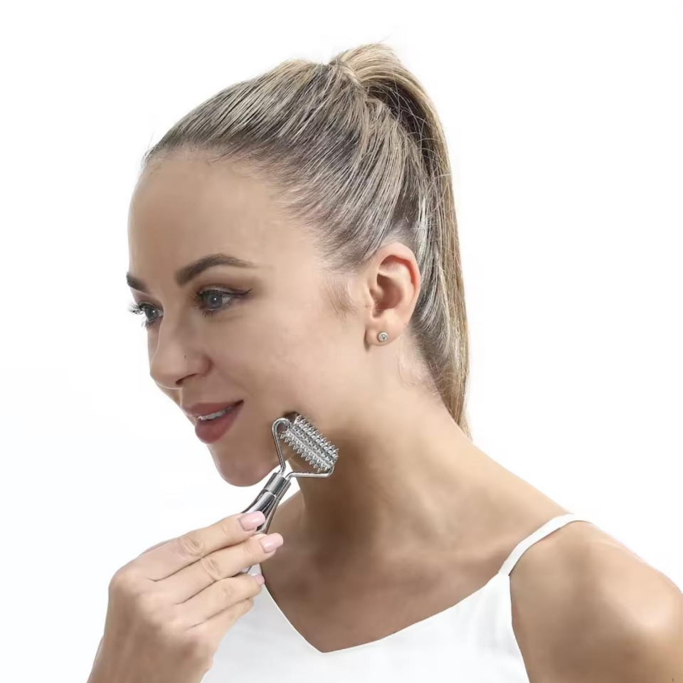 Metal Cilt Sıkılaştırıcı Face Yoga Gua Sha Rulosu Yüz Masaj Roller Model 2