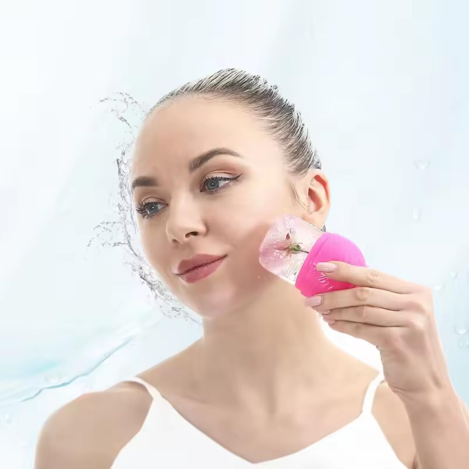 Slikon Yüz Buz Masaj Rulosu Yüz Sıkılaştırıcı Ice Face Roller Pembe Renk