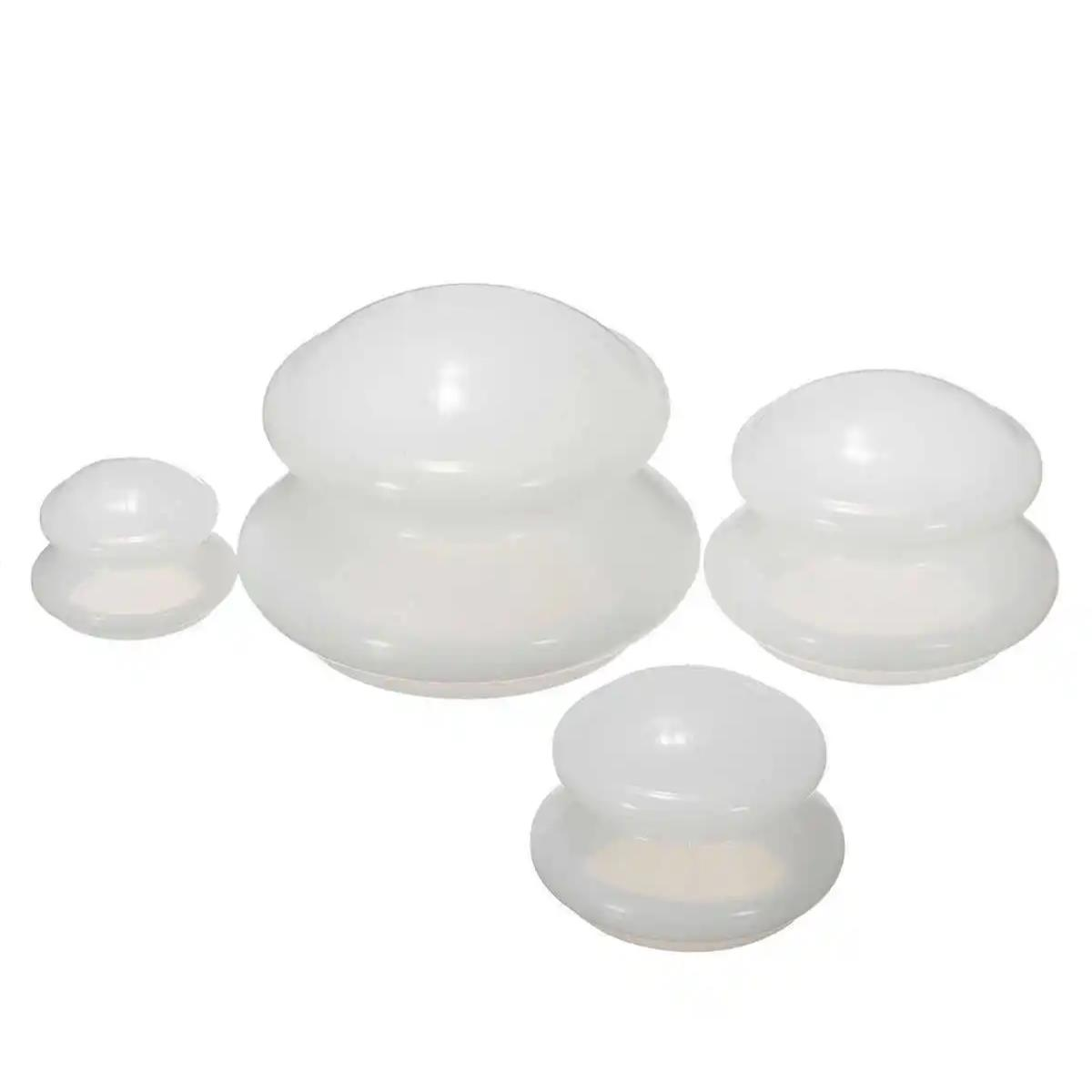 Vakumlu Silikon Masaj Kupa Seti Selülit & Hacamat Kupası 4'lü Set Beyaz Renk