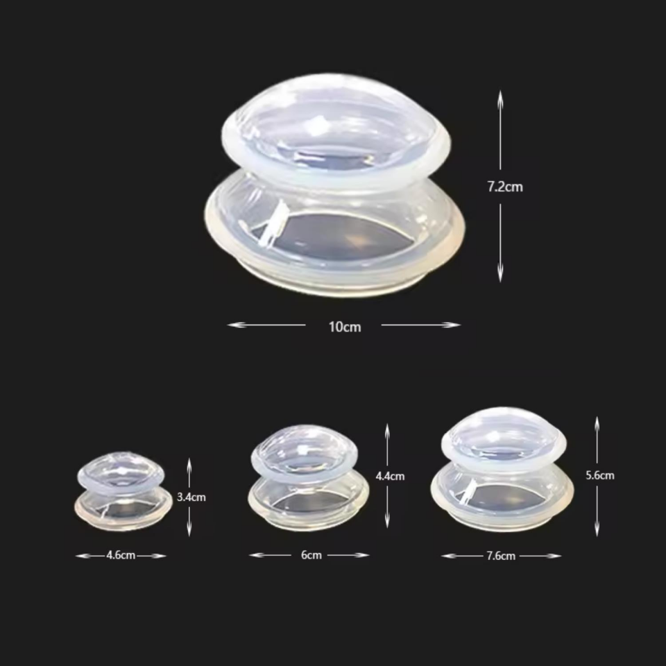 Vakumlu Silikon Masaj Kupa Seti Selülit & Hacamat Kupası 4'lü Set Beyaz Renk