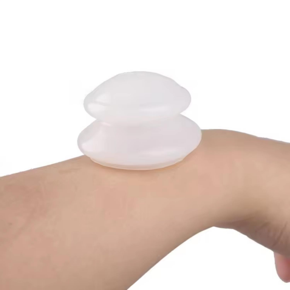 Vakumlu Silikon Masaj Kupa Seti Selülit & Hacamat Kupası 4'lü Set Beyaz Renk