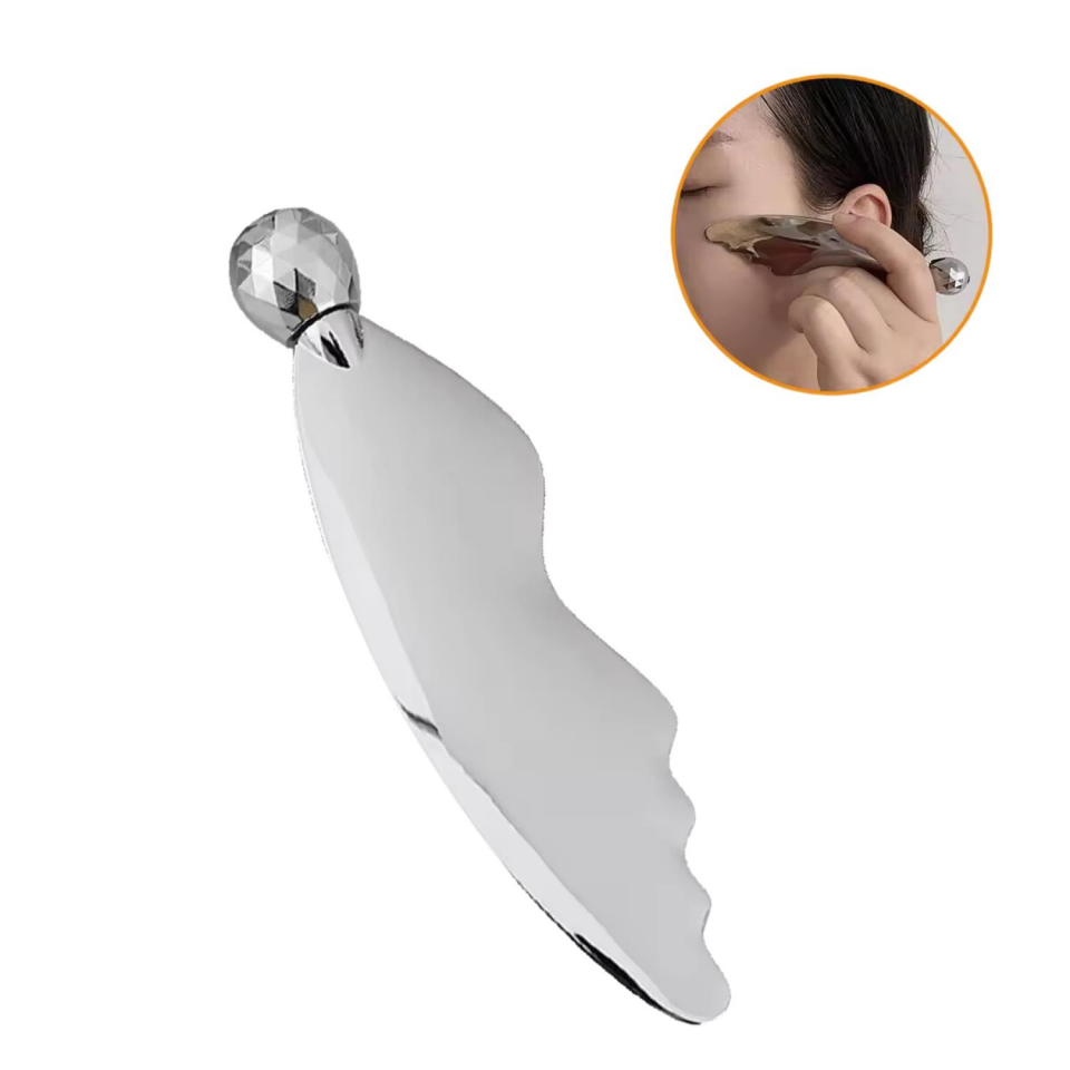 Metal Cilt Sıkılaştırıcı Face Yoga 3D Roller Kelebek Gua Sha Yüz Masaj Graston Aparatı