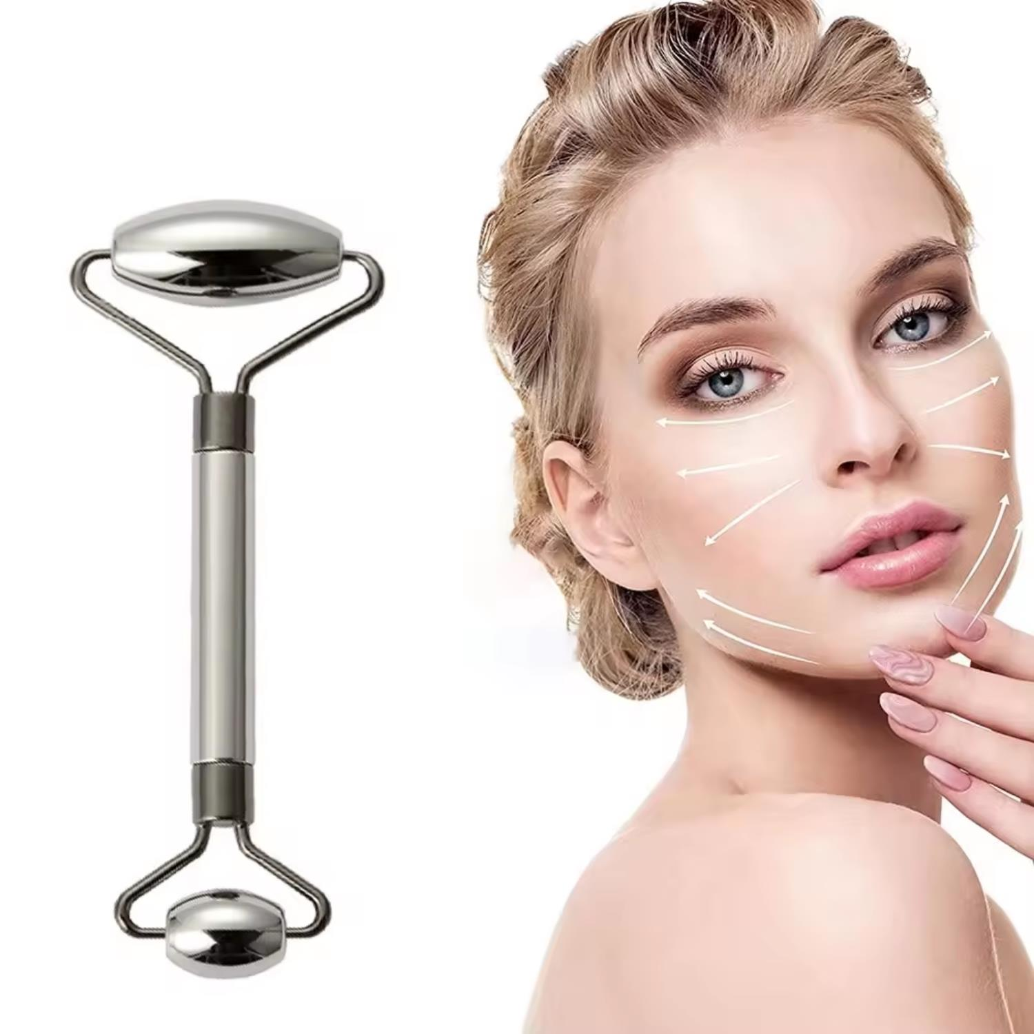 Metal Cilt Sıkılaştırıcı Face Yoga Gua Sha Rulosu Yüz Masaj Roller Model 1