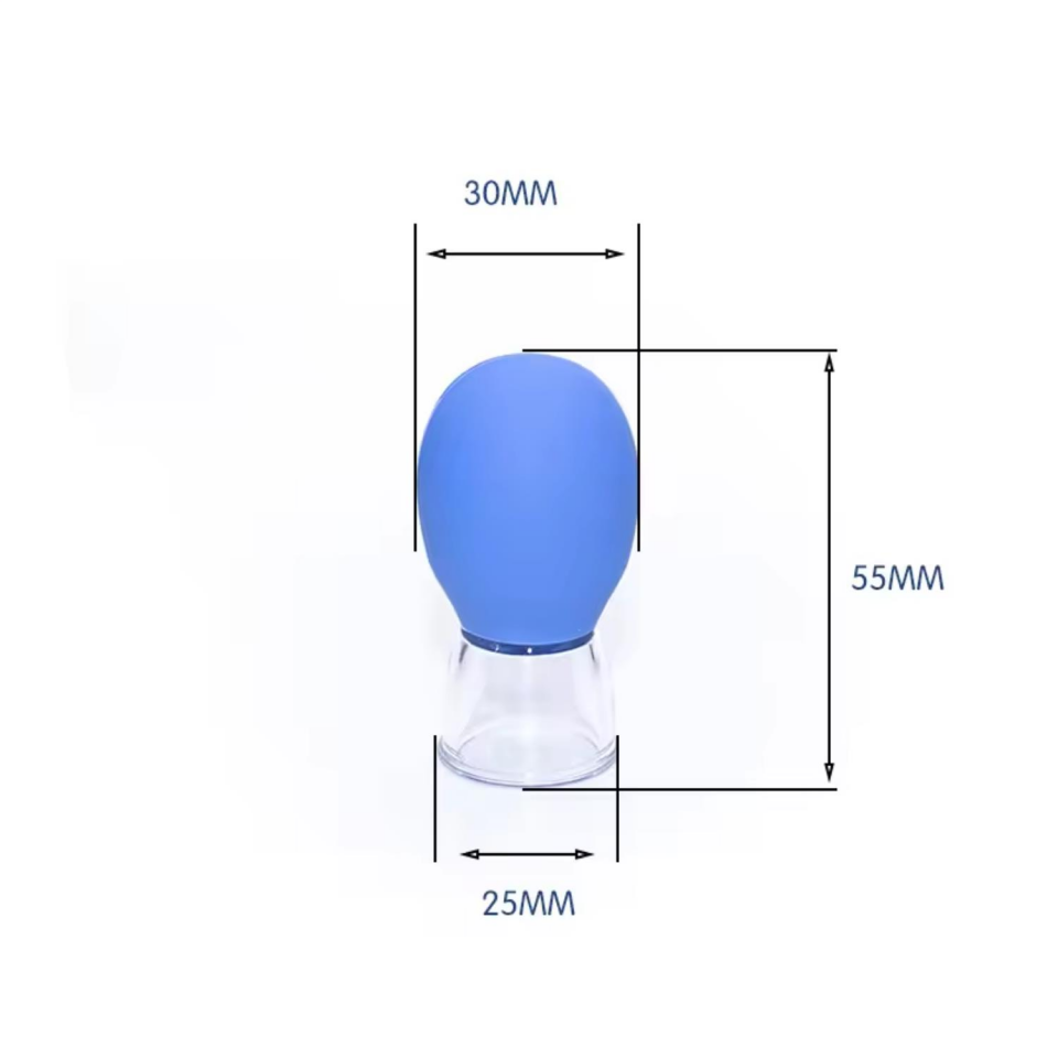 Mini Silikon Vakumlu Mika Yüz Masaj Kupası 2'li Set Mavi-Mor Renk