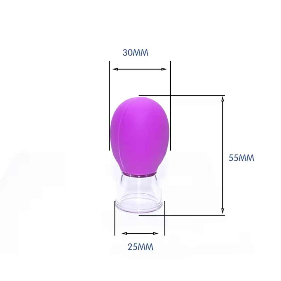 Mini Silikon Vakumlu Mika Yüz Masaj Kupası 4'lü Set Mavi-Mor Renk