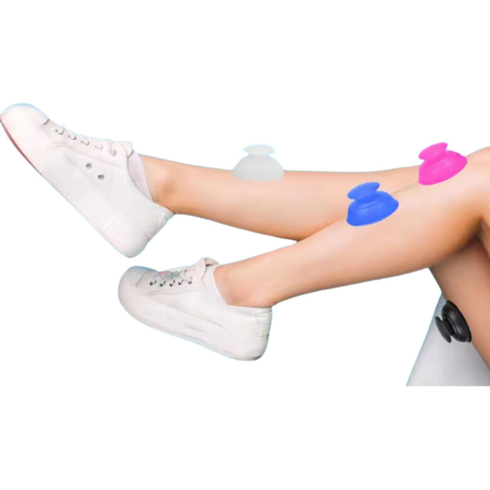 Vantuz Silikon Selülit & Masaj Kupası 4'lü Set Mavi-Pembe Renk