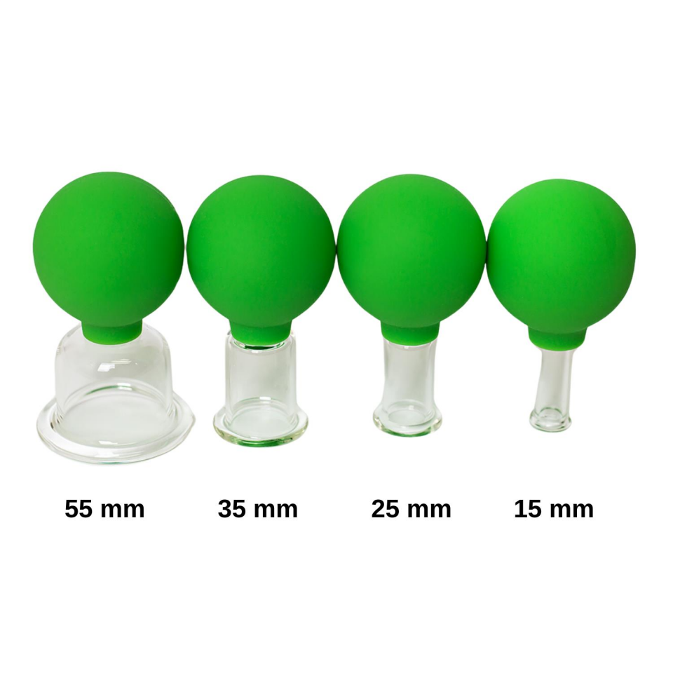 Mika Silikon Vakumlu Yüz Masaj Kupası 4'lü Set Açık Yeşil Renk