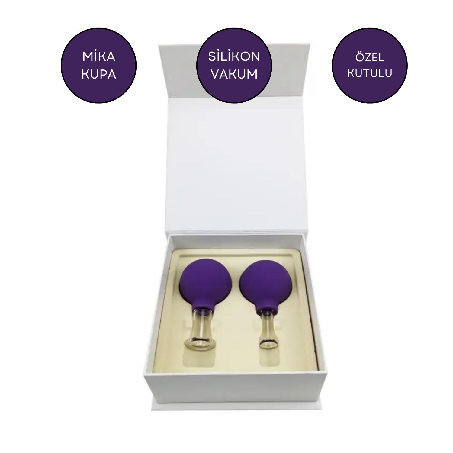 Mika Silikon Vakumlu Yüz Masaj Kupası 2'li Set Koyu Mor Renk
