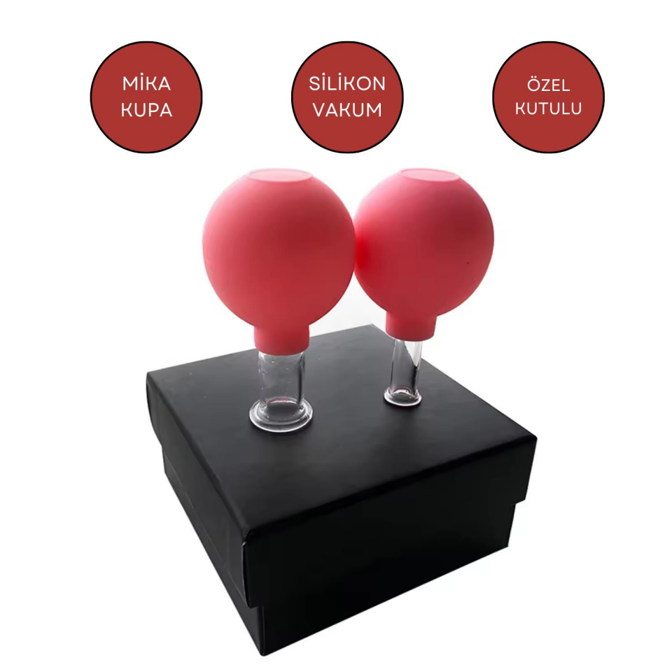 Mika Silikon Vakumlu Yüz Masaj Kupası 2'li Set Kırmızı Renk