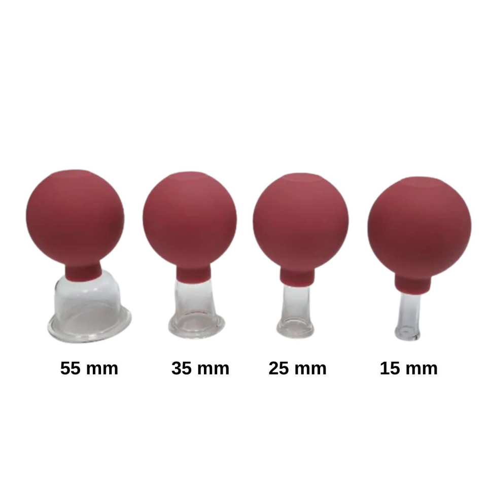 Mika Silikon Vakumlu Yüz Masaj Kupası 4'lü Set Kırmızı Renk